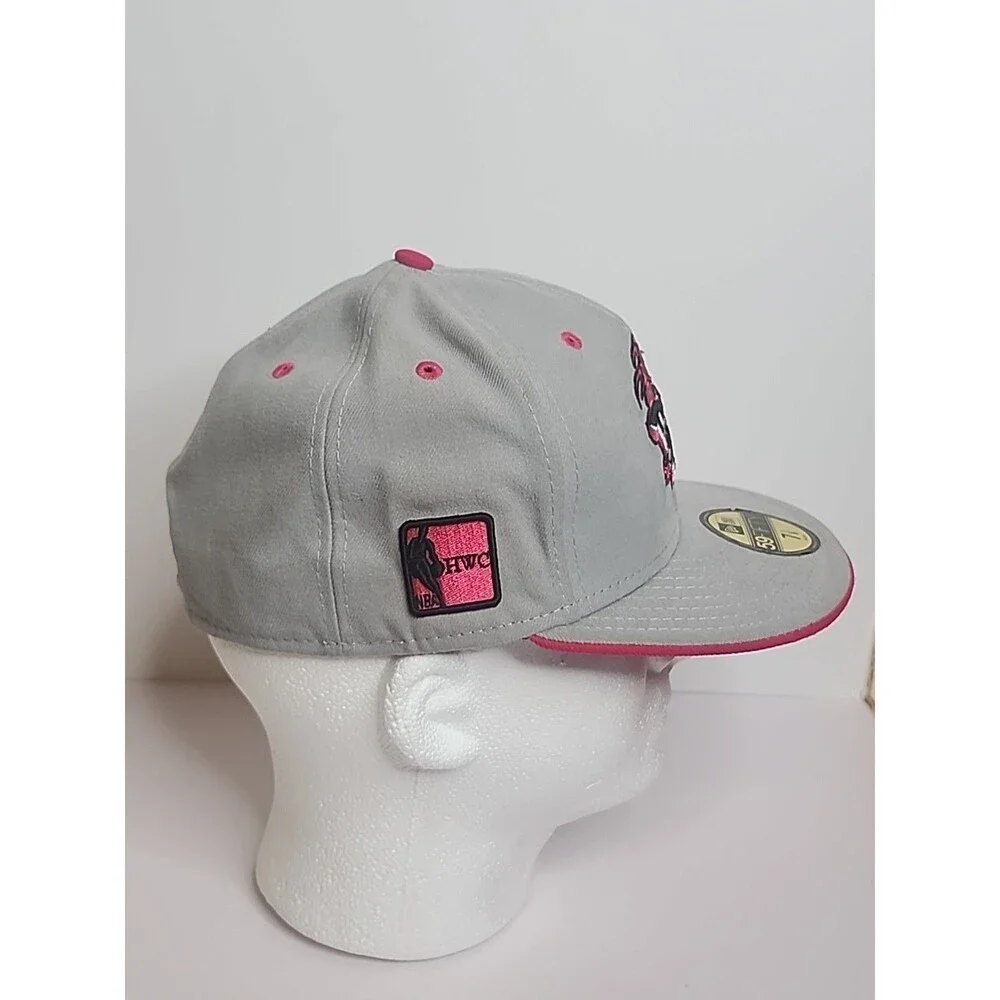 Detroit Pistons New Era 59Fifty Hardwood Classics Hat Cap 7 1/8 Pink Gray